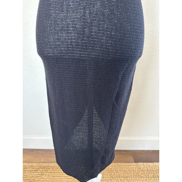 Eileen Fisher Sweater Dress S Wool Rib Knit Elbow Sleeve High-Low Tunic Black - Picture 6 of 9